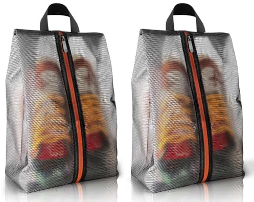 Aofmee 2 Stück Schuhbeutel Reise, Wasserfeste TPU-Mesh Schuhtasche mit Reißverschluss und Griff, Staubdichte Aufbewahrungstasche für Schuhe, Organizer-Schuhbeutel für Männer und Frauen (16in x 9in)