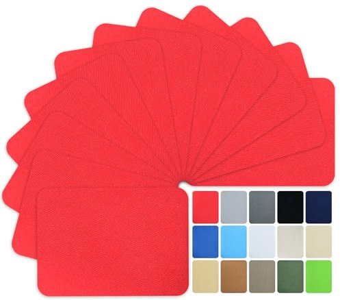 WILDREEDS Premium Quality Fabric Iron on Repair Patches 100% Cotton Iron on Patches for Clothing Inside & Outside Strongest Glue 3 by 4-1/4 (7.5 cm x 10.5 cm)-Red