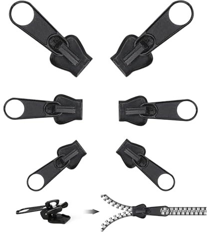 Reisverschluss Reparatur Set, Frundoo Schieber Reißverschluss Ersatz Kunststoff Universal Zipper Reißverschlüsse Reparieren für Kleidung Tasche Gepäck Bettzug (6pcs)