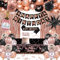 Decoration Anniversaire, Anniversaire Décorations Noir Rose Or Ballons Kit Banderole Joyeux Anniversaire Pom Poms Confetti Echarpe Couronne Deco Rideau Nappe Couronne Anniversaire pour Fille Femme