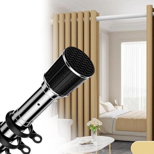 Gardinenstange ohne Bohren Duschvorhangstange zum Klemmen, 70-120cm 210-300cm 360-450cm Ausziehbar Teleskopstange Vorhang Klemmstange Duschvorhang für Badezimmer Fenster(Silber,260-350cm)