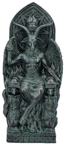 Dekofigur Baphomet auf Thron – Esoterische Baphomet-Figur, Dunkle Ritualfigur aus Polyresin, 22,5 cm Höhe