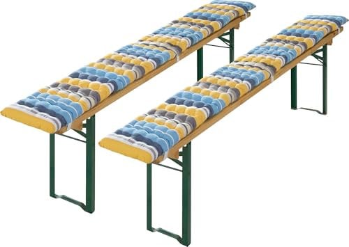 REDBEST Bierbank-Auflage 2er-Pack blau-gelb Größe 25x220 cm