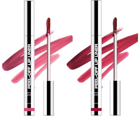 Lip Stain Peel off, 2colors Lip Tint Peel off, Lip Liner Stain,Tattoo Lip Tint Peel off Matte Finish,Waterproof Long Lasting Lipstick,Highly Pigmented Lip Gloss,Create Full Lip Shape