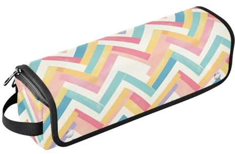 FRODOTGV Jamaikanische Farbe, Zick-Zack-Muster, Reisetasche, abnehmbare Utensilien, Aufbewahrung und hitzebeständige Matte für Glätteisen, heiße Werkzeuge und Haarpflegezubehör