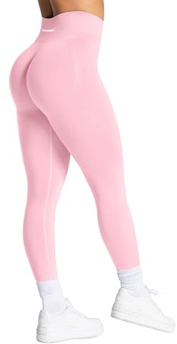TAYOEA Sport Leggings Damen mit Scrunch Butt Push Up Booty Lifting Sporthose Blickdichte Nahtlos sportleggins für Yoga Gym Alltag Rosa,XS