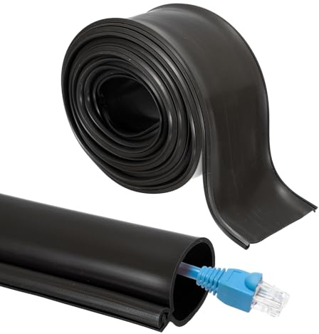 sourcing map Manicotto per la gestione dei cavi da 3 m, copertura flessibile per cavi da 3 cm, protezione a scatto per sottostazione, reti elettriche ad alta tensione, nero