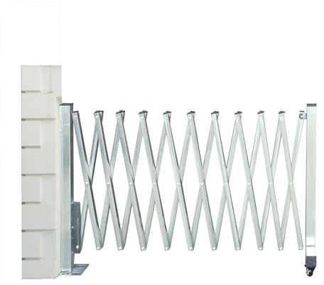 YJEUZCD Retractable Driveway Gate, Outdoor Stainless Steel Scissor Door, Folding Security Gate, Connectable Schools Accordion Traffic Barricade with Casters(120x300cm/47.2x118.1in)