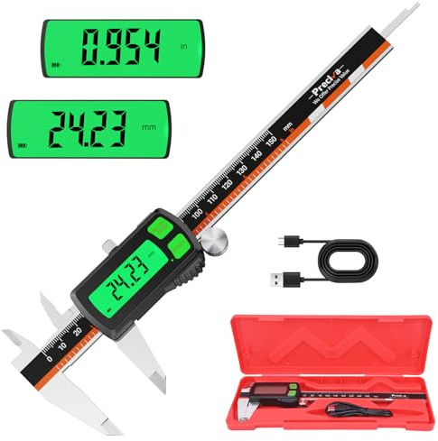 Preciva Digitaler Messschieber 150 mm, wiederaufladbar | Hintergrundbeleuchtet | Touchscreen-Digitale Schieblehre mit hochwertigem LCD-Display Elektronische Messschieber