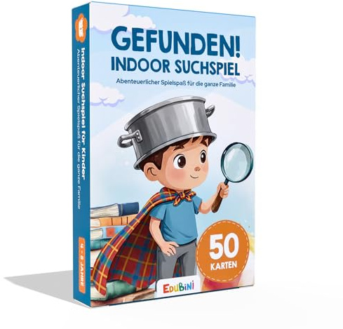 Edubini GEFUNDEN! Outdoor Suchspiel für Kinder ab 4 Jahren - [50 Karten] - Outdoor Spiele für Draußen, Schatzsuche, Garten, Spaziergänge & Wald - Reisespiele Geschenk für Jungen & Mädchen (Indoor)
