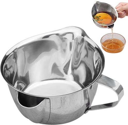 Ameble Fat Separator 500ml 304 Stainless Steel Gravy Separator for Cooking Soup Stock Broth Sauce Making Grease Removal Kitchen Oil for Healthy Cooking and Easy Pouring