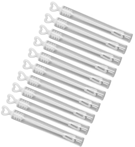 Aoaoy 10 Stück Kleine Seifenblasenstäbe, Herzförmige, Transparente Seifenblasenstäbe, Partygeschenke mit Auslaufsicherem Deckel, für Hochzeit, Sommer, Outdoor-Aktivitäten, , Familientreffen