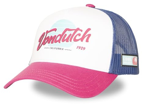 Von Dutch Cap Herren und Damen, Trucker SURF, Rosa 11 | Unisex, Erwachsene 55,5-60cm, Verschluss Snapback, Schweißband, Steifes Mesh, Gebogener Schirm, Streetwear