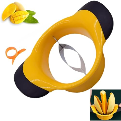 Mango Slicer Peeler Cutter Splitter Pitter with Stainless Steel Blade,Mango Pit Remover Tool, Non Slip Extra Large Fruit Divider with Ergonomic Rubber Grip Handle, Easy Remove Pit and Divide