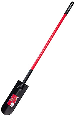 Bully Tools Drain Spade Shovel – Heavy Duty 12-Gauge with Long Fiberglass Handle for Digging, Trench Work, Garden Tasks, Shovels for Gardening and Soil Cutting, Durable Digging Shovel Design, 58-Inch