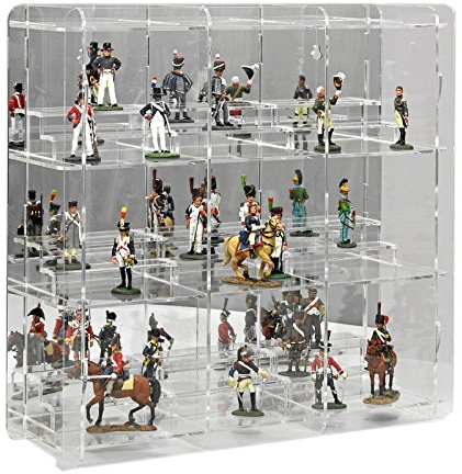Vitrine SORA pour figurines avec miroir panneau arrière - 46,5 cm x 46,5 cm - Acrylique Transparent - Montage mural