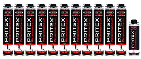 PRITEX Bauschaum Set, 11x 750ml Pistolenschaum inkl. 500ml Reiniger