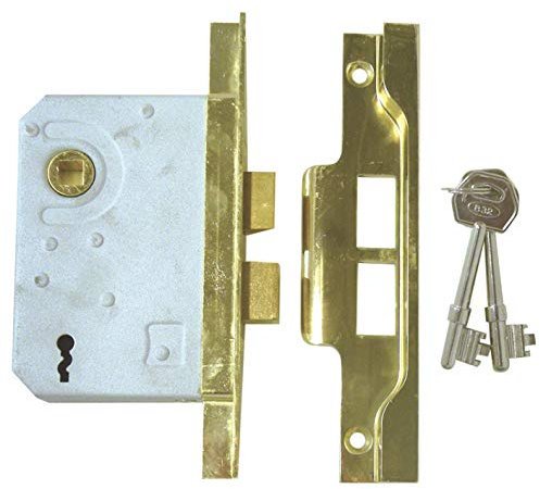 ERA 287-32 2.5-inch 64mm 2-Lever Rebated Door Lock with Brass Effect, Gold