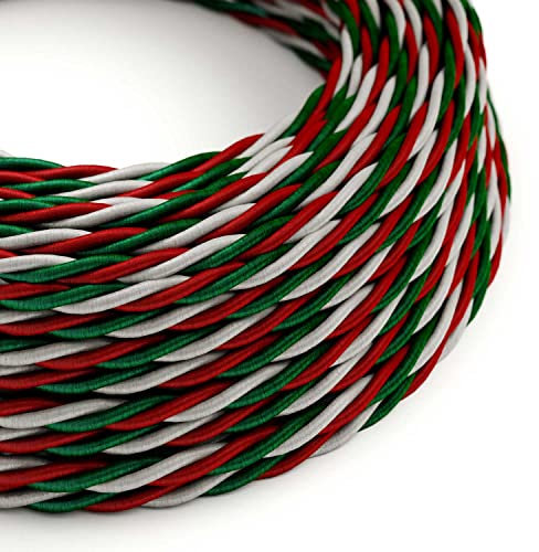creative cables Cavo Elettrico trecciato Rivestito in Tessuto Effetto Seta Italia - 50 Metri, 3x0.75