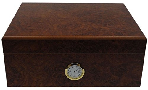 HUMIDOR FÜR 25 ZIGARREN - INKLUSIVE ACRYLPOLYMER-BEFEUCHTER - MESSINGHYGROMETER