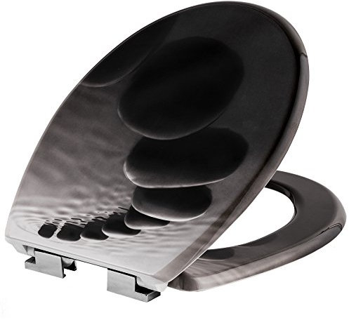 TecTake Abattant WC frein de chute soft close Siège de toilette Cuvette Siège lunette - diverses modèles - (pierres | no. 402260)