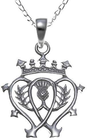 Alexander Castle Halskette aus 925er Sterlingsilber, schottische Luckenbooth & Distel, 20 mm x 20 mm Anhänger mit 45,7 cm Silberkette und Schmuck-Geschenkbox, schottische Geschenke für Frauen,