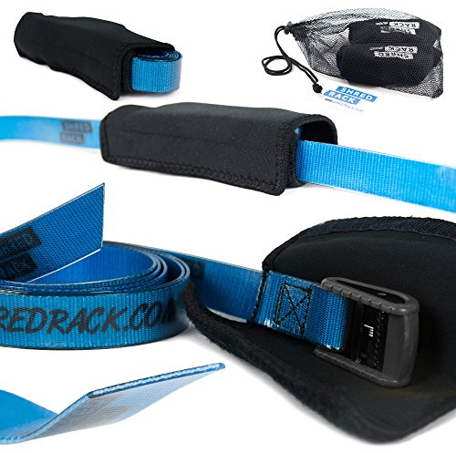 SHRED RACK Spanngurt Premium mit Klemmschloss für Crossfit/Sport - 2 Stück Haltegurte Befestigungsriemen mit Tasche (2m Länge, blau, 200 daN)