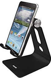 helit H2380195 - Handyhalter „the lite stand“, schwarz, 1 Stück | Einstellbarer Winkel, für Smartphones bis 12 mm, Hoch- und Querformat, mit Ladeöffnung