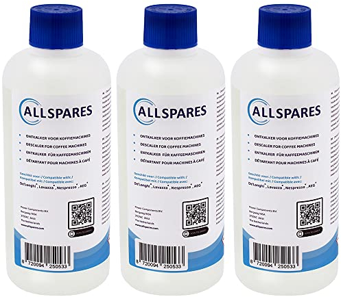 AllSpares Détartrant liquide pour machine à café DeLonghi DLSC500, SER3018, EcoDecalc (3x 500 ml)
