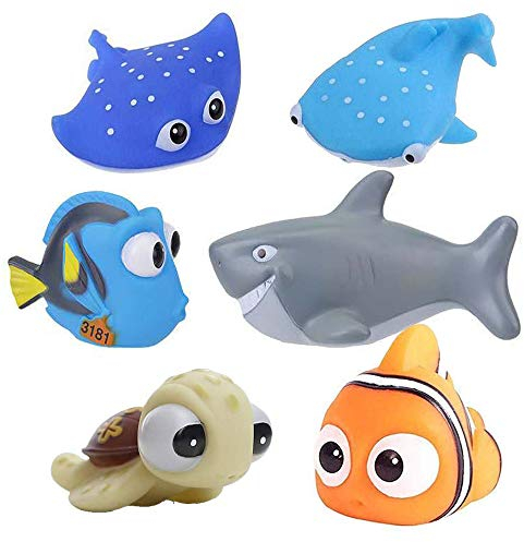 Baby Badespielzeug, Finden Dory Nemo Spritzen Spielzeug Bath Squirters Badespielzeug für Baby- und Kleinkindspielzeug Duschen und Schwimmen (6 Stück)