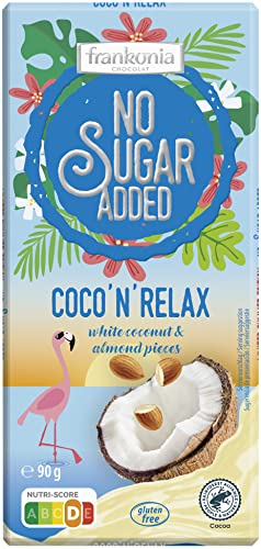 frankonia CHOCOLAT, Limited Summer Edition Coco ´n´ Relax Weiße Kokos mit Mandelstückchen Schokolade, 90 gramm