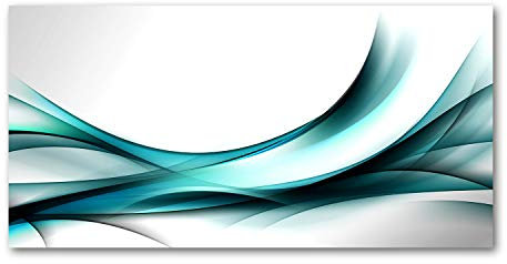 Tulup Splashback 39.37x19.68 inch / 100x50cm Wall Panel Protection Tempered Toughened Safe Glass Kitchen Panel Splash-back - Blue - Abstract Waves