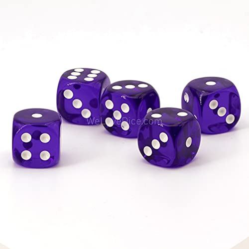 XL Würfel (20mm) in lila transparent/weiße Punkte - Made in Germany - WeLoveBeads - 5 Stück