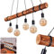 HOFSTEIN Pendelleuchte Canedo, 5-flammige Hängelampe aus Metall/Holz in Schwarz/Braun im skandinavischen Design, Hängeleuchte mit Holzstab, Fassungen aus Metall, E27, höhenverstellbar bis max. 190cm