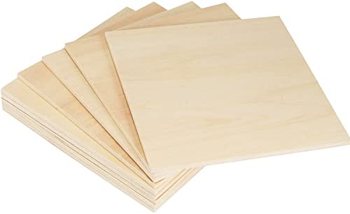 CHUENKUK 10 Stücke 200 x 200 x 6 mm Bastel Holzplatte, Quadratische Sperrholzplatten, Sperrholzplatten Lindenholzplatten für Handwerk DIY Holzmodelle Malerei Gravur Brandmalerei Laserschneider