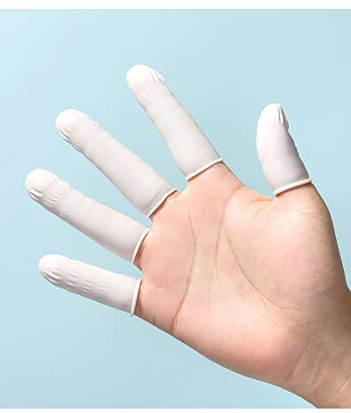 Fingerlinge,Fingerlinge Latex,Latex Fingerlinge,Fingerlinge Verband,Fingerschutz aus Gummi, Latex Fingerschutz aus Silikon, Fingerschutz aus Latex, Finger aus Gel, Weiß,Antistatisch, 100 Stück