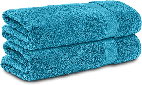 Komfortec 2er Handtücher 50x100 cm Set aus 100% Baumwolle, Frottee, Weich, Türkis