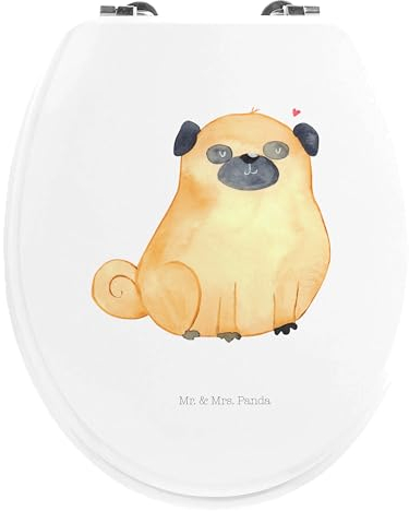 Mr. & Mrs. Panda Motiv WC Sitz Mops - Geschenk, Toilette, Toilettendeckel, Hundemama, Vierbeiner, Liebe, Tierliebhaber, Hund, WC-Sitz, Klodeckel,