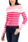Tommy Hilfiger Maglione girocollo da donna a coste a righe rosa S rosa inglese/ibisco bianco, Rosa