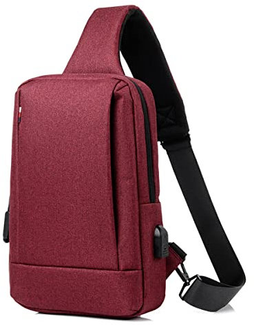 Mixroom - Zaino Monospalla Porta Tablet Borsa Zainetto Borsello Piccolo a Tracolla per Uomo Z19 Rosso