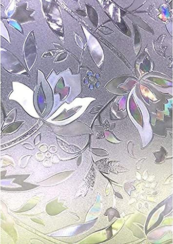 Zindoo Vinilos para Cristales Vinilo Adhesivo Cristal Tulipán 3D Translucido 119.5×200cm Anti-UV Estático Autoadhesivo Reutilizable Vinilo Decorativos para Dormitorio Baño Oficina Cocina Hogar