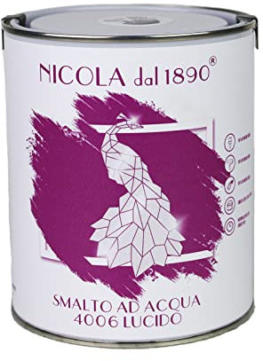NICOLA VERNICI Smalto Acrilico a Base di Acqua, Per Interni ed Esterni, Made in Italy, Fucsia Lucido - Formato 1 lt