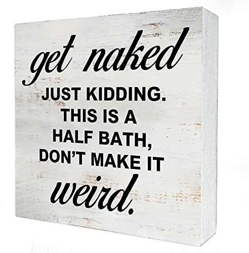 This is a Half Bath Holzschild mit Spruch Schreibtisch Dekor 12,7 x 12,7 cm Badezimmer Box Schild Holzschild Block Schild Rustikale Kunst Home Badezimmer Dekor