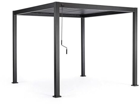 Decor Space Tonnelle Ocean 3 x 3 mètres, pergola avec structure en aluminium, toit à lamelles orientable, jardin et véranda, Anthracite