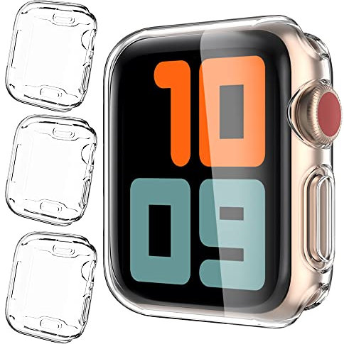 AHASTYLE 3 Pezzi Cover Apple Watch 44mm, Custodia Protettiva per iWatch Ultra in TPU per Apple Watch SE 6 5 4 (44MM, Transparent)