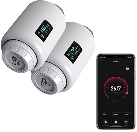 Qiumi Smart Wifi Thermostatische Heizkörperventile Wifi Direkt programmierbare Steuerung mit Googlehome Sprachsteuerung