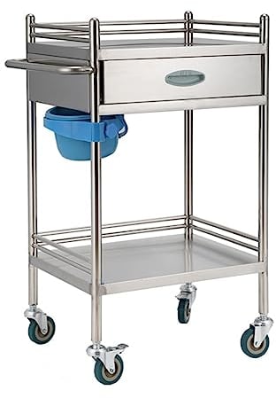 2-stufiger Medizinischer Laborwagen mit Schublade Edelstahl-rollwagen Für Medizinische Laborgeräte Wagenwagen Für Laborkrankenhauskliniken Maximale Belastung 100kg