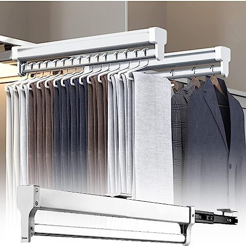 Tringle À Vêtements Extensible Pour Placard Tringle Placard Coulissante Avec 2 Rails Coulissants Réglable 35-80cm Rail,Support Organisateur idéal pour la Garde-Robe,40cm