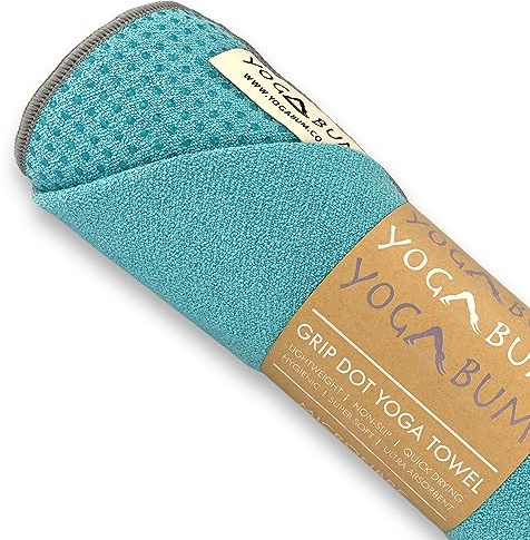 Yogabum Grip Dot Serviettes pour tapis de yoga | Antidérapantes | Serviette de yoga écologique (bleu ciel)