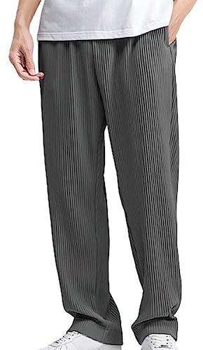 Drapierte Plissee Leggings Joggen Sweatpants Hoher Komfort Männer Casual Hosen Schaum, dunkelgrau, 41-44.5